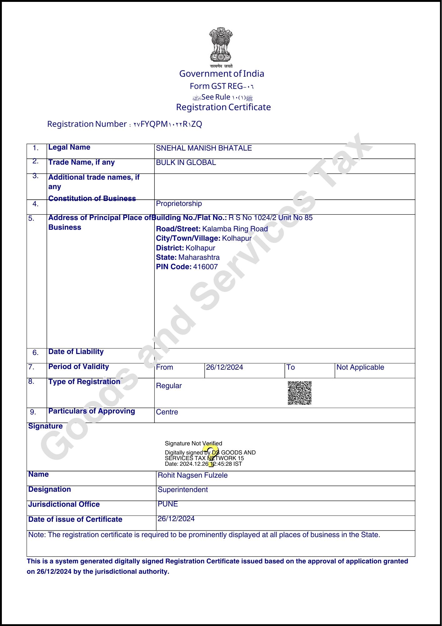 GST Certificate